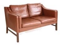 Lot 505 - A Danish two-seater brown leather settee