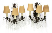 Lot 18 - A pair of three-branch wall lights