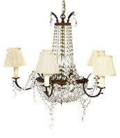 Lot 73 - A Victorian brass five-light electrolier