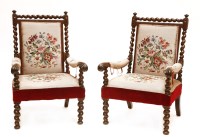 Lot 161 - A pair of Victorian mahogany elbow chairs