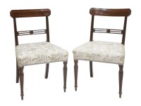 Lot 256 - A pair of George III strung mahogany bar back single chairs