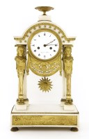 Lot 242 - A Louis XVI white marble and ormolu mantel clock