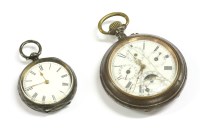Lot 81 - A gun metal open faced moon phase pocket watch