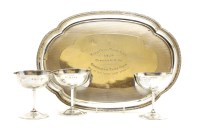 Lot 207 - A hallmarked silver presentation tray of quatre form shape