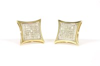 Lot 48 - A pair of 9ct gold square pavé set diamond studs