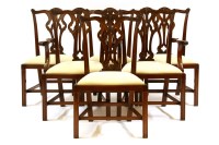 Lot 618 - A set of six reproduction Chippendale style mahogany dining chairs