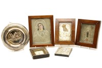 Lot 432 - Five various white metal shrouded religious icons