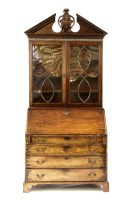 Lot 578 - A George III and later mahogany bureau bookcase