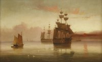Lot 679 - Edward King Redmore (c.1860-1941)
MEN OF WAR AT ANCHOR AT SUNSET
Signed and dated 1889 l.l.