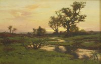 Lot 674 - Frank Golden Short (1863-1936)
A RIVER LANDSCAPE AT SUNSET
Signed and dated '97 l.l.