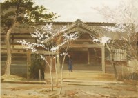 Lot 675 - John Varley Jnr (1850-1933)
A FIGURE AT THE ENTRANCE TO A HOUSE IN JAPAN
Signed and dated '91 l.l.