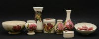 Lot 203 - Eight Moorcroft white ground items