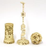 Lot 49A - A Chinese ivory brush pot