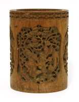 Lot 542 - A Chinese bamboo brush pot