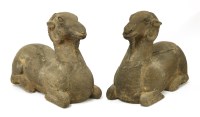 Lot 368 - A large pair of Chinese wooden rams