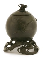 Lot 468 - A Japanese bronze bowl and cover