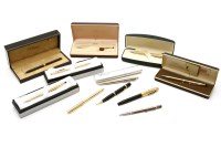Lot 192 - Ten various pens: three new 'Cross' propelling pencils and two biros