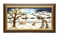 Lot 304 - A Moorcroft 'Woodside Farm' two tile panel