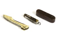 Lot 168 - A miniature tortoiseshell mounted folding knife