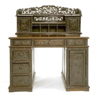 Lot 432 - A Chinese twin pedestal desk