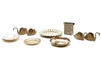 Lot 170 - A set of four Continental silver swan form salts