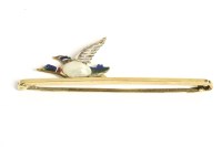 Lot 121 - A gold polychrome enamel Mallard bar brooch