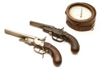 Lot 171 - Two percussion double barrel pistols