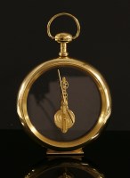 Lot 474 - A Jaeger-LeCoultre brass and glass cased desk clock