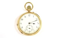 Lot 54 - An 18ct gold open faced top wind pocket watch