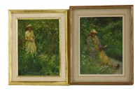Lot 450 - Margaret Green (1925-2003)
WOMAN READING ON A BANK; SUMMER DAY
Both signed l.r.