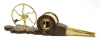Lot 908 - A George III turned yew wood and brass mechanical bellow
