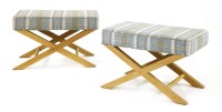Lot 723 - A pair of Neptune 'Alex' oak X-framed dressing stools