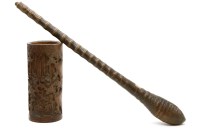 Lot 358 - A Chinese root carved pipe with old label