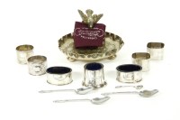 Lot 83 - A three piece silver and blue glass cruet set