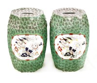 Lot 538 - A pair of ironstone printed and painted garden seats
