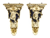 Lot 529 - Two painted and carved wall brackets