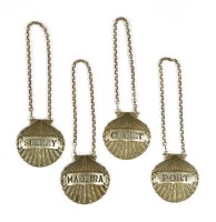 Lot 520 - Four silver decanter labels