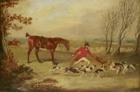 Lot 88 - Follower of Henry Alken
FOX HUNTING 
Oil on canvas
23 x 32.5cm