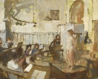 Lot 80 - Bernard Dunstan RA (1920-2017)
'LIFE CLASS AT THE ROYAL ACADEMY SCHOOLS'
Signed with initials l.l.
