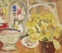 Lot 147 - Modern British School 
A STILL LIFE OF DAFFODILS IN A VASE