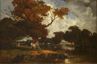 Lot 181 - Follower of James Stark
A FERRYMAN ON THE YARE
Oil on canvas laid down on panel
19.5 x 29.5cm