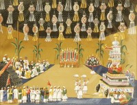 Lot 449 - A large Indian painting on mica