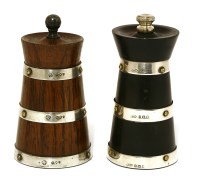 Lot 105 - A silver-mounted ebony pepper grinder