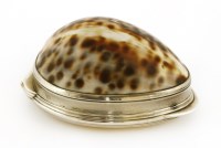Lot 10 - A George III Irish silver-mounted cowrie shell snuff box