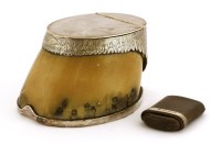 Lot 52 - A late Victorian electroplated mounted horse's hoof inkwell/table snuff box