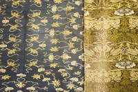 Lot 492 - An embroidered panel with blue ground