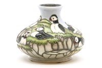 Lot 309 - A Moorcroft squat 'Puffins' vase