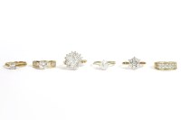 Lot 65 - Six assorted white stone rings
