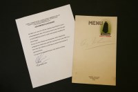 Lot 119 - A 1940s Amy Johnson autograph on menu card