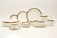 Lot 369 - A quantity of Royal Crown Derby 'cloisonne' pattern dinner and teawares